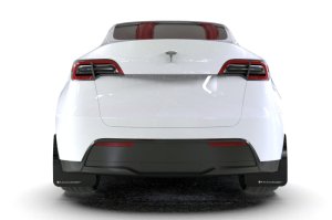 Tesla Model Y Mud Flaps - Rally Armor - UR Series, Metallic Black Logo - Black - `20-`26 Tesla Model Y Mud Flaps - Rally Armor - UR Series, Metallic Black Logo - Black - `20-`26